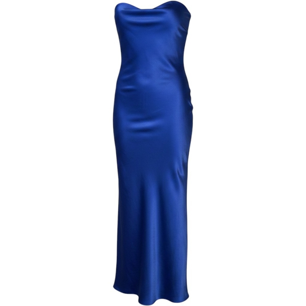 Anthropologie Blue Sea Satin Strapless Maxi Slip Dress XS NWT Elegant Formal‎